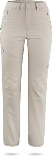 normani Outdoor Sports Damen Softshellhose Hose Trekkinghose Winddichte,atmunsgaktive Funktionshose auf 3/4 Länge kürzbar [XS(34)-L(42)] Farbe Beige Größe XS/34-36