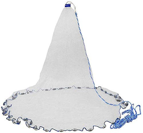 OTOTEC 10Ft/3M Easy Hand Throw Cast Net with Sinker Bottom - 5/8 Inch Nylon Mesh for Bait Fishing