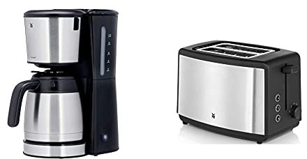 WMF Bueno Pro Kaffeemaschine mit Thermoskanne, Filterkaffee, 10 Tassen, 900 W & Bueno Edition Toaster Edelstahl, Doppelschlitz Toaster mit Brötchenaufsatz, 2 Scheiben, 7 Bräunungsstufen, 800 W