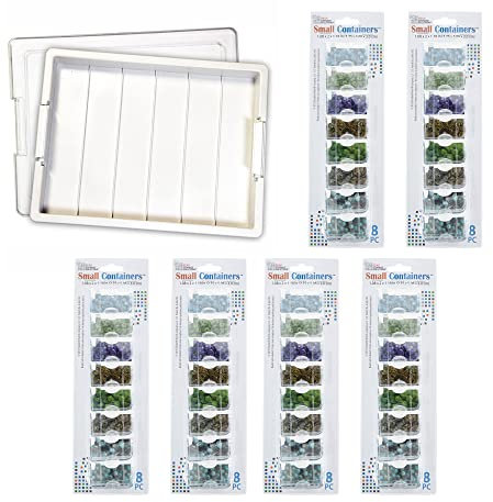 Bead Storage Solutions Plastic Stackable Organizer Tray Bundle with Lid and 48 Size Small Containers for Beads and Craft Supplies