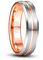 TUNGSTORY Roségold Gerillte Ring 6mm Herren Damen Eheringe zweifarbige Trauringe Mitte mattes Finish Verlobungsring Polierter Größe 65(20.7)