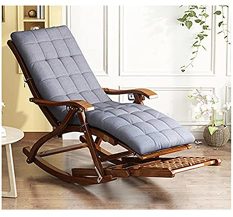 Holz Schaukelstuhl,Gartenstuhl,Sonnenliege,ergonomische Outdoor Strand Extra Breite Terrasse Relaxsessel,Gartenliege Klappbar, Extra Groß Zero Gravity Stühle,Rückenlehne 90 ° -170 ° frei einstellbar