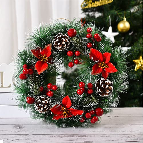 Guirlande de Noël Porte Couronne Décoration Pendentif Extérieur Intérieur Ornements Décoration Porte d'entrée Tenture Murale Décoration Noël pour Maison Magasins Bureaux Fenêtre Mur (Trois Safran)
