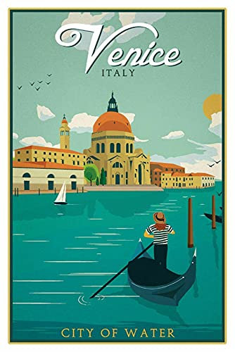 Metall Schild 20x30cm Urlaub Plakat Venice Venezia Venedig Retro Blechschild