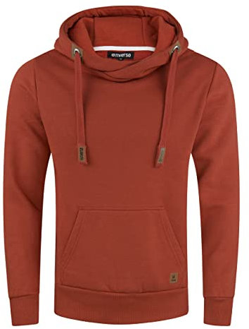 riverso Hoodie Herren Regular Fit RIVNiklas Kapuzenpullover Pullover Cross-Over-Kragen Rot L (L, Rusty Ochre Red (15400))