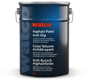 Watco Asphalt Paint Anti Slip - 5L - External anti slip paint for public walkways, playgrounds, tennis courts, private driveways (Black)