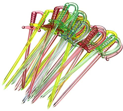 LTY Pack of 100 Retro Cocktail Sword Picks Sticks Plastic Pirate Swords Party (Pack of 50)