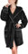 Gräfenstayn Bademantel Damen flauschig mit Kapuze - Kuschelfleece - Öko-Tex Standard 100 - Morgenmantel leicht & kurz - Größe (S, Schwarz)