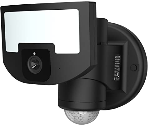 Sicherheitslicht Außen Bewegungsmelder, WiFi Kamera mit APP-Steuerung, Farbnachtsicht, PIR Sensor, 1700 Lumen LED Flutlicht, IP65 Wetterfest, 210° Sichtfeld Motorisierter Bewegungsmelder
