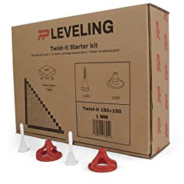 Flat-Pro® Twist-it Fliesenverlegehilfe 1mm Set - 150 Gewindelaschen + 150 Zughauben - 3-22 mm Fliesenstärke - Fliesen Nivelliersystem