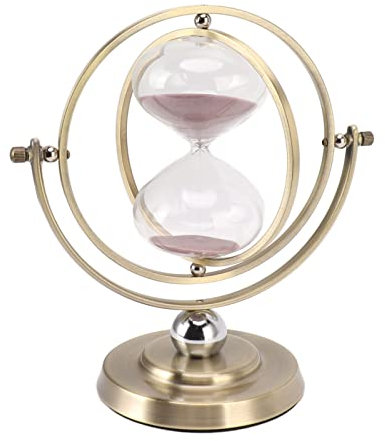 Minuterie Globe Hourglass 15/30 Minutes, Horloge de Sablier Moderne Nordique à 720 °, Verre en Verre | pour la Maison, le Bureau, le Décor de Bureau (M 15 minutes)