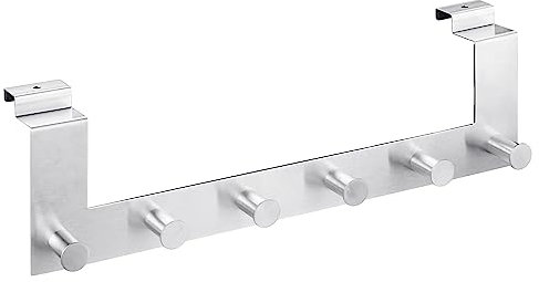 Navaris Türhaken Haken zum Einhängen - Handtuchhalter Kleiderhaken Küche Flur Garderobe - Türgarderobe aus Edelstahl mit Falz - für Türen bis 4cm - Silberfarben