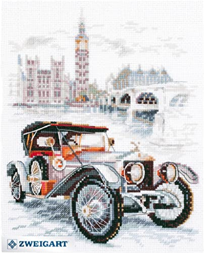Magic Needle 110-025 ZW Retro-Stil. Großbritannien Kreuzstichset mit Zählmuster Zweigart Edition, Baumwolle, multifarbig, 20x16cm