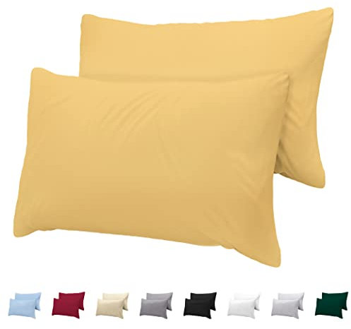 Twinzen Kissenbezug 40x60 aus 100% Baumwoll-Jersey (2er Set) 150 g/qm - Gelb - Mit Reißverschluss Kissenbezüge 40 x 60 cm - Kissenhülle Öko Tex Zertifiziert - Ultra weich und atmungsaktiv