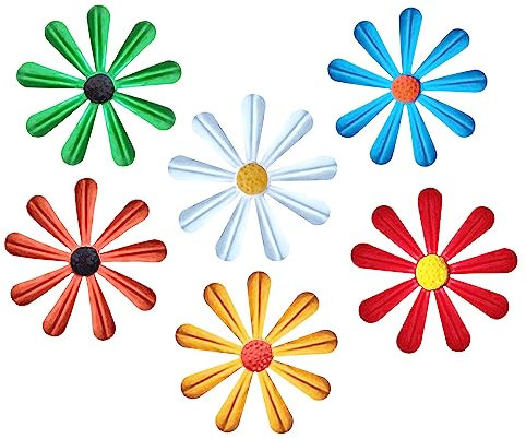 Tsilin 6 Pcs Metal Flowers Wall Decor Garden Decor, Metal Flower Wall Art Hanging Ornament Decoration for Indoor Living Room Bedroom Dining Room Outdoor Backyard Porch Patio Fence