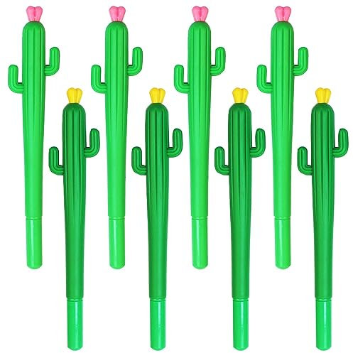 JKJF 8 bolígrafos bola rodante en forma cactus creatividad bolígrafo tinta gel cactus para papelería oficina escolar bolígrafo escritura cactus - 0,5 mm negro