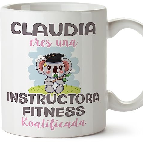 MUGFFINS Tazas Personalizadas para INSTRUCTORA FITNESS - En Español - Koalificados Personalizados - 11 oz / 330 ml - Regalo Personalizable original y divertido