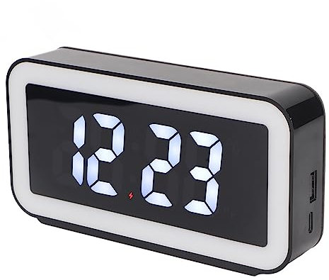 2023 Drahtloser Ladewecker, Digitaler Wecker mit USB Ladegerät und QI Aufladung, LED Großbildschirm, Wecker für Schlafzimmer, Child, Erwachsene, Studenten, ältere Menschen