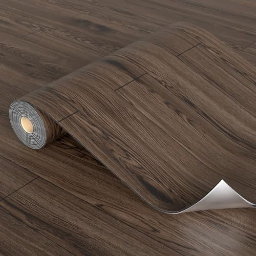 Homease PVC Bodenbelag Selbstklebend Verdickt (0.15cm) Holzmaserung Bodenaufkleber mit Textur, Verschleißfest Wasserdicht Holz Platte Dekorativen Vinylboden für Küche Wohnzimmer Balkon 0.6 x 3 M/1.8㎡