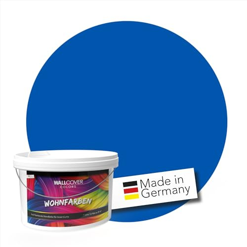 WALLCOVER 2.5 Liter Bluescreen Farbe Chroma Key für 12.5 m² | hochwertige Wandfarbe für Innen | Blau Matt Blue Screen für Streamer Fotostudio TV Studio Hintergrund Fotohintergrund