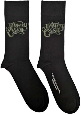 Rock Off Johnny Cash Socken mit Schriftzug /''Text Logo/'', Schwarz, Einheitsgr��e, Schwarz, Einheitsgr??e