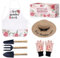 Outils de Jardinage, 6 Pièces Ensemble de Jardinage en Métaux avec Tablier, Bêche à Bêcher, Bêche à Repiquer, Bêche à Labourer, Gants et Chapeau de Paille, Kit Jardinage pour Homme et Femme