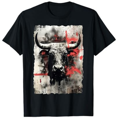 Stierkopf Taurus Hörner Tierliebhaber Wilder Stier T-Shirt