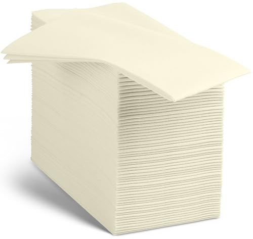 BloominGoods Cremefarbene Papierservietten, weiche und saugfähige Einweg-Servietten, 30,5 x 43,2 cm, 100 Stück