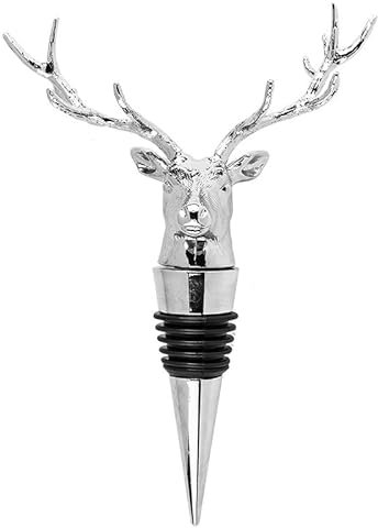 Ideen mit Herz Designer Bottle Stopper | Stag | Cork | Wine | Champagne | Drinks | 13 cm High | Silver, 011558