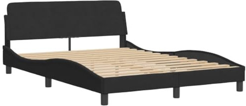 vidaXL Bettgestell Dover, Polsterbett Bett, Bettrahmen mit Lattenrost für Schlafzimmer, Schlafzimmerbett Doppelbett, Schwarz 140x190cm Samt
