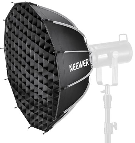 NEEWER 65cm Bowens Mount Parabolic Softbox Dodecagon, Quick Release Soft Box mit Diffusoren/Gitter/Tasche für Videolicht Stroboskop CB60 CB200B MS60C MS150B S101 Vision 4 Q4 kompatibel mit Godox, NS6P