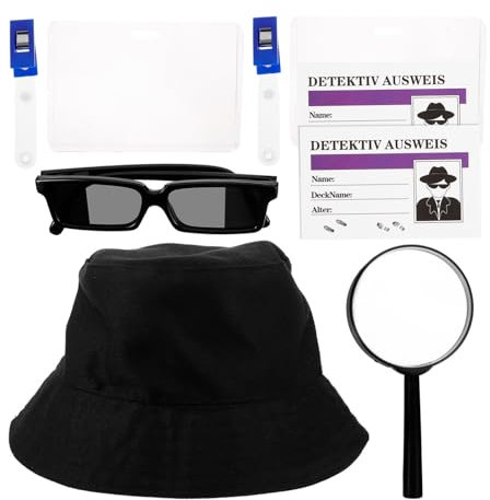 UPKOCH Detektiv-Kostüm-Zubehör Detektiv-Kostüm Hut Lupe Brille Detektiv-Verkleidungskostüm Detektiv-Requisite Halloween-Rollenspielzubehör
