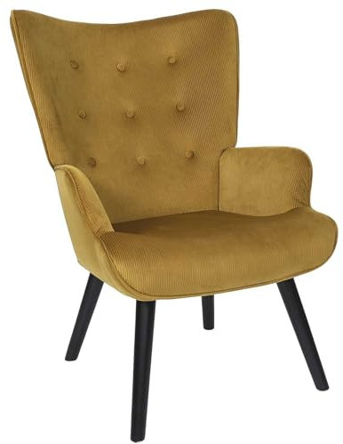 HOME DECO FACTORY, HD0365, Giulia Yellow Wohnzimmersessel, Lounge Edition, Möbel, Sitz, Sofa und Sessel, 68x96x75 cm, Sitzhöhe 43 cm, Gelb