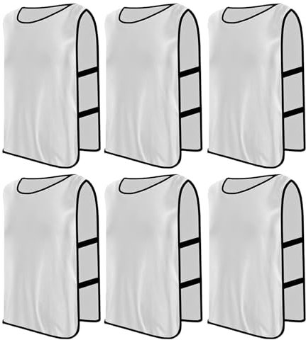 PTJJXA 6 Stück Leibchen Fußball Set, Sports Mesh Bibs, Trainingsleibchen Basketball, Sport Trikot Leibche für Erwachsene, Leibchen Mesh Weste für Training, Trainingsleibchen für Herren Damen (Weiß)