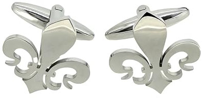 Gemelolandia Boutons de manchette de mariage en forme de fleur de lys argentés pour chemise, pour hommes et enfants, cadeaux pour mariages, communions, baptêmes et autres événements, 16 mm, Laiton,