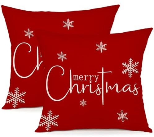 YCOLL Kissenbezug 40x40 2er Set Kissenbezug Weihnachten Kissenbezüge Dekokissen Leinen Kissenhüllen für Deko Weihnachten Sofa Schlafzimmer Couch 40x40 cm