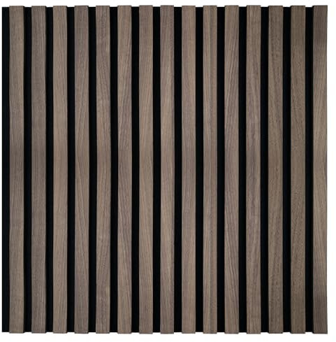 KAISER plastic® Akustikpaneele | Farbe: Eiche dunkelbraun | Wandpaneele in verschiedenen Formaten | Lamellenwand aus Holzfunier und Filz | moderne Wandverkleidung (60 x 60 cm - 4STK.)