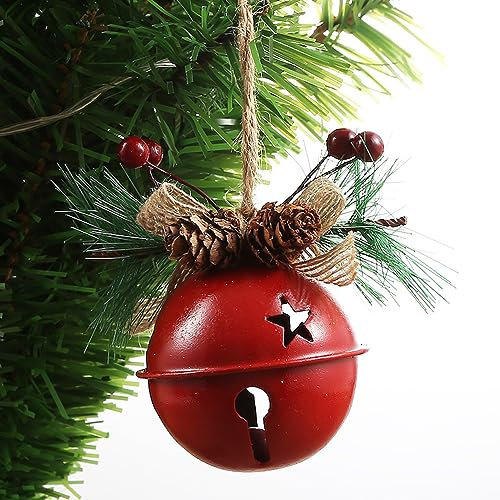 Anevous 3 Stück Weihnachten Glöckchen, Weihnachtenbaum Anhänger Weihnachten Schellen Glocken zum Basteln Weihnachtlicher Baumschmuck für Christbaum DIY Deko, Weihnachtsgaben,Rot B