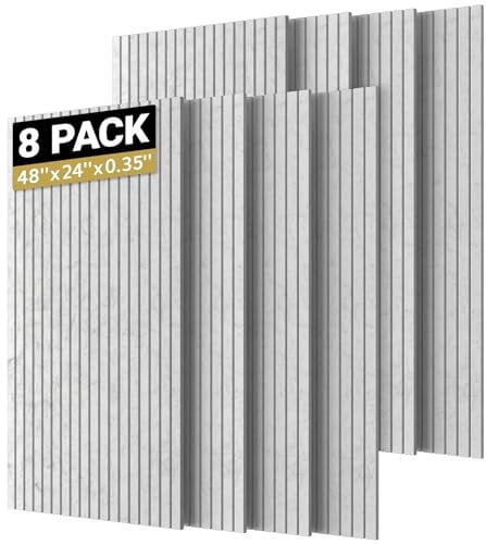 TONOR 8 Pack Large Acoustic Panels,47.2'' x 23.6'' x 0.35'' Acoustical Wall Panel, Self-Adhesive Sound Proof Panels, Decorative Soundproof Wall Panels for Echo Absorption for Home Studio Office, Grey