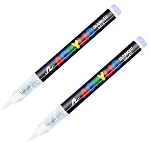 Zernblend 2 Piezas Rotuladores acrílicos Blancos 1,0-6,0 mm - Rotuladores Textiles Resistentes al Agua y marcadores permanentes para Tela, Madera, Metal, Cristal y Mucho más
