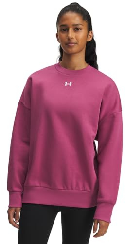 Under Armour Rival Fleece Oversized Crew Sudadera, (659) Fucsia Dusk/Blanco, M para Mujer