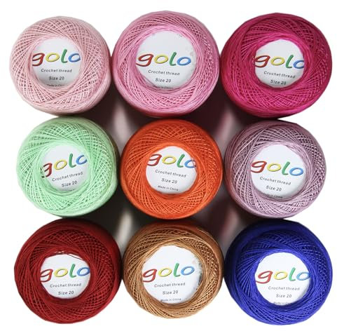 golo Strickgarn Häkelgarn 9 Balls 10g für handgestricktes Häkelgarn Gewinde häkeln