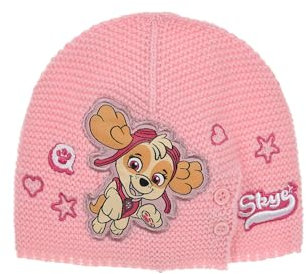 Paw Patrol Mütze Baby | Strickmütze Kinder | Wintermütze | Skye | weiß oder rosa | Größe 48 und 50 | Geschenke für Mädchen | Haube Kinder | Beanie (DE/NL/SE/PL, Numerisch, 50, Rosa)