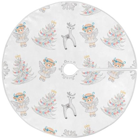 Tappeto Albero di Natale Christmas Tree Angel Tappetino per Albero di Natale Protezion Gonna Base Tappetino Copertura Elegante Copri Base Albero Natale per Natale Capodanno Home Decor L