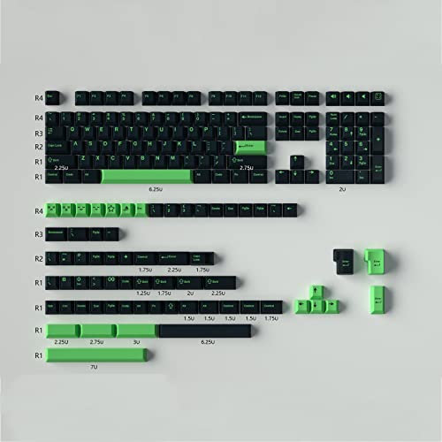 Sumgsn 172 Keys Wave Keycaps Set, Cherry Profile Doubleshot, Green, Fit for 60% 65% 75% 95% Cherry Mx Gateron Switches ISO/ANSI Mechanical Keyboards