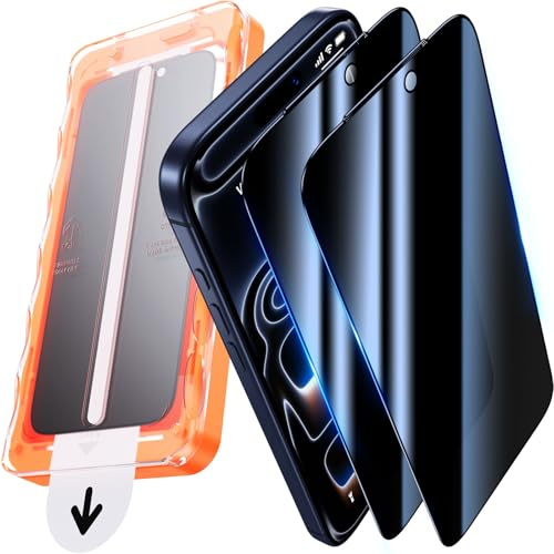 UniqueMe für iPhone 17 Pro für Panzerglas Sichtschutz - 2 Stück Schutzfolie | Privacy Displayschutz, Automatische Installation Schutzglas, Bruchsicher Militärniveau Anti-Spy Folie Anti-Kratzer