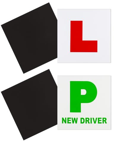 Magnetic 4 Pack,2 Pcs Magnetic P Plates & 2 Pcs L Plates for Car Magnetic New Driver Stickers, Weatherproof Learner Plates Stickers for New Pass Drivers Gifts(Red and Green)