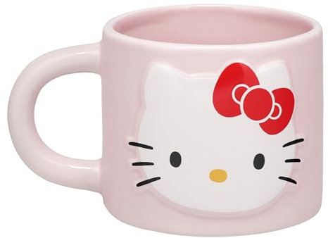 Paladone Taza rosa pastel de Hello Kitty, con licencia oficial Sanrio, 400 ml, taza de café de cerámica grande para té y chocolate caliente, regalo kawaii para niñas, mujeres, adolescentes