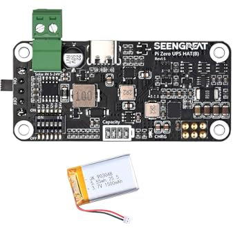 Fuente de alimentación ininterrumpida HAT para Raspberry Pi Zero Series, salida estable de 5 V, carga solar (5 V – 24 V), monitoreo a través de I2C, placa de expansión UPS de baja potencia (con Li-po