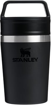 Stanley Cafe to-Go Travel Mug 0.23L - Keeps 3 Hours Hot - 4 Hours Cold - Stainless Steel Thermal Mug - Dishwasher Safe - Easy-Carry Handle - Insulated Coffee Cup - Black